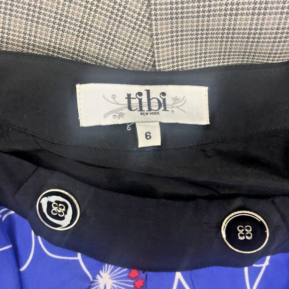 Tibi Royal Blue w red floral 100% Silk Dress Bubble Hem Spaghetti straps sz 6 - Picture 7 of 7